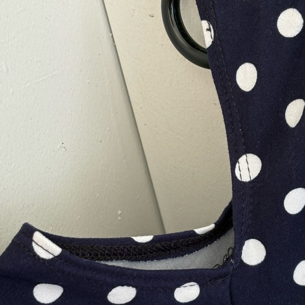 Navy Polka Dot Cold Shoulder Top - Picture 6 of 8